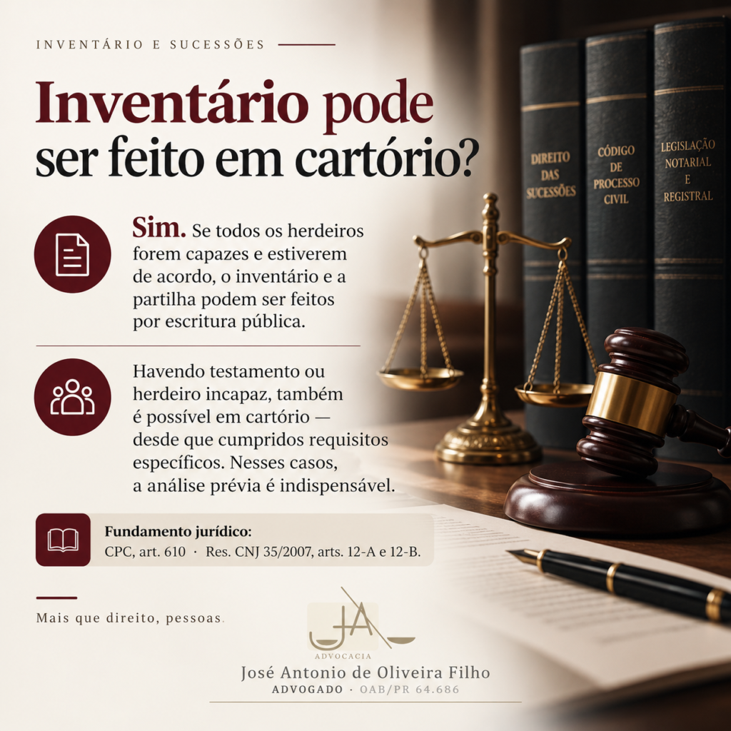 Curiosidade jurídica sobre inventário extrajudicial em cartório, com referência ao CPC e à Resolução CNJ nº 35/2007.